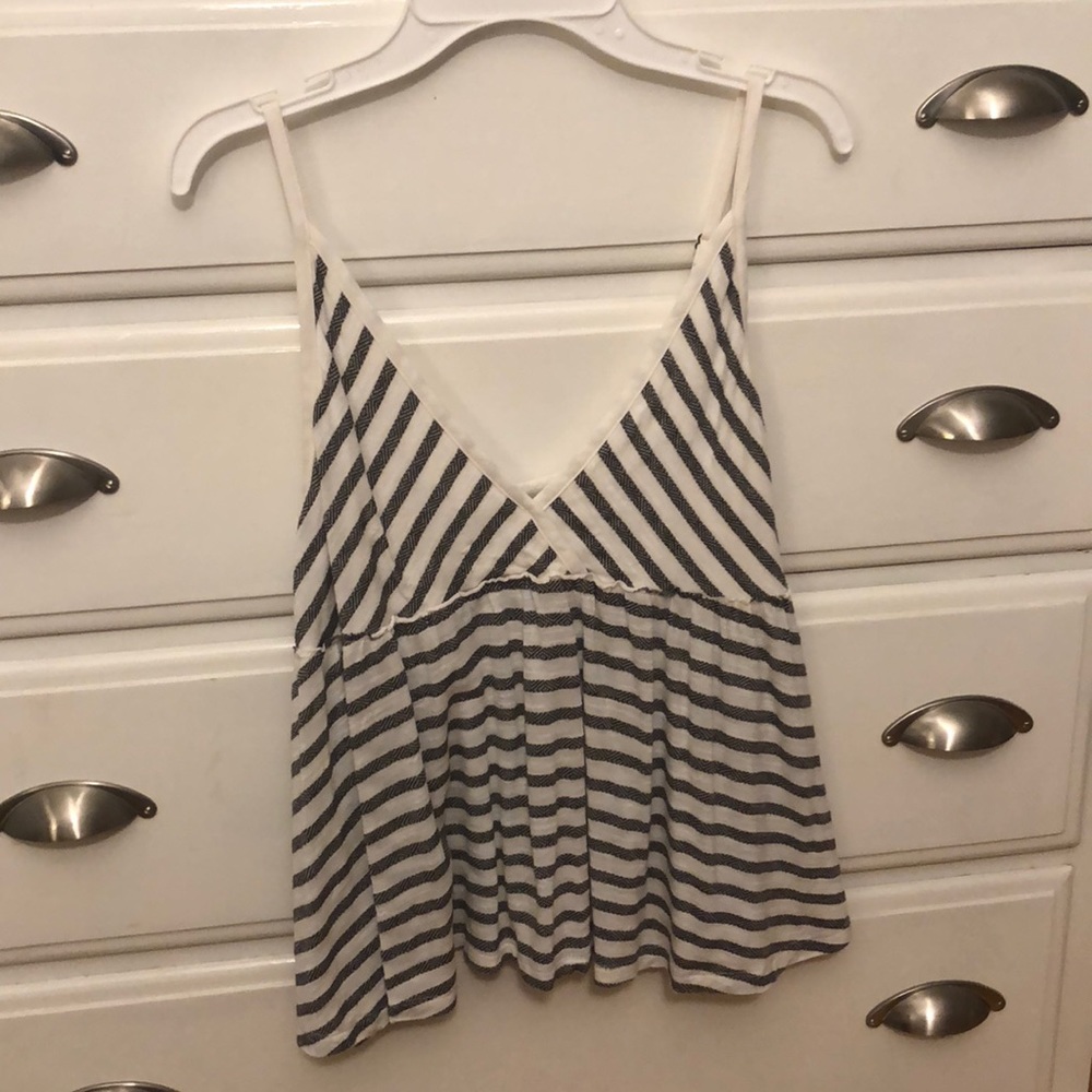 Black/ White Stripped V-Neck